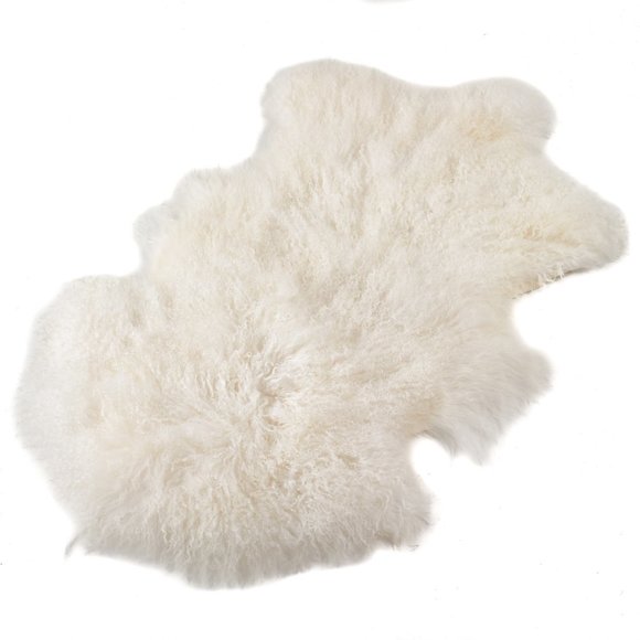 Luxurious Genuine Real Shaggy Soft Fluffy Mongolian Lamb Throw Rug 20" x 35" - Picture 5 of 10